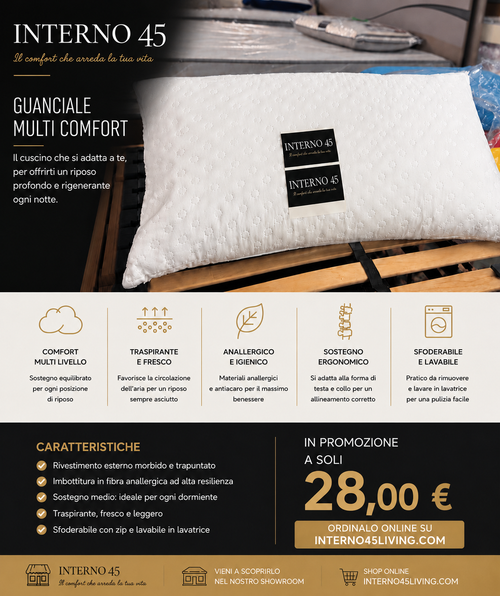 🔹Guanciale Memory Cervicale – Cuscino Morbido per Dormire Meglio | Interno 45